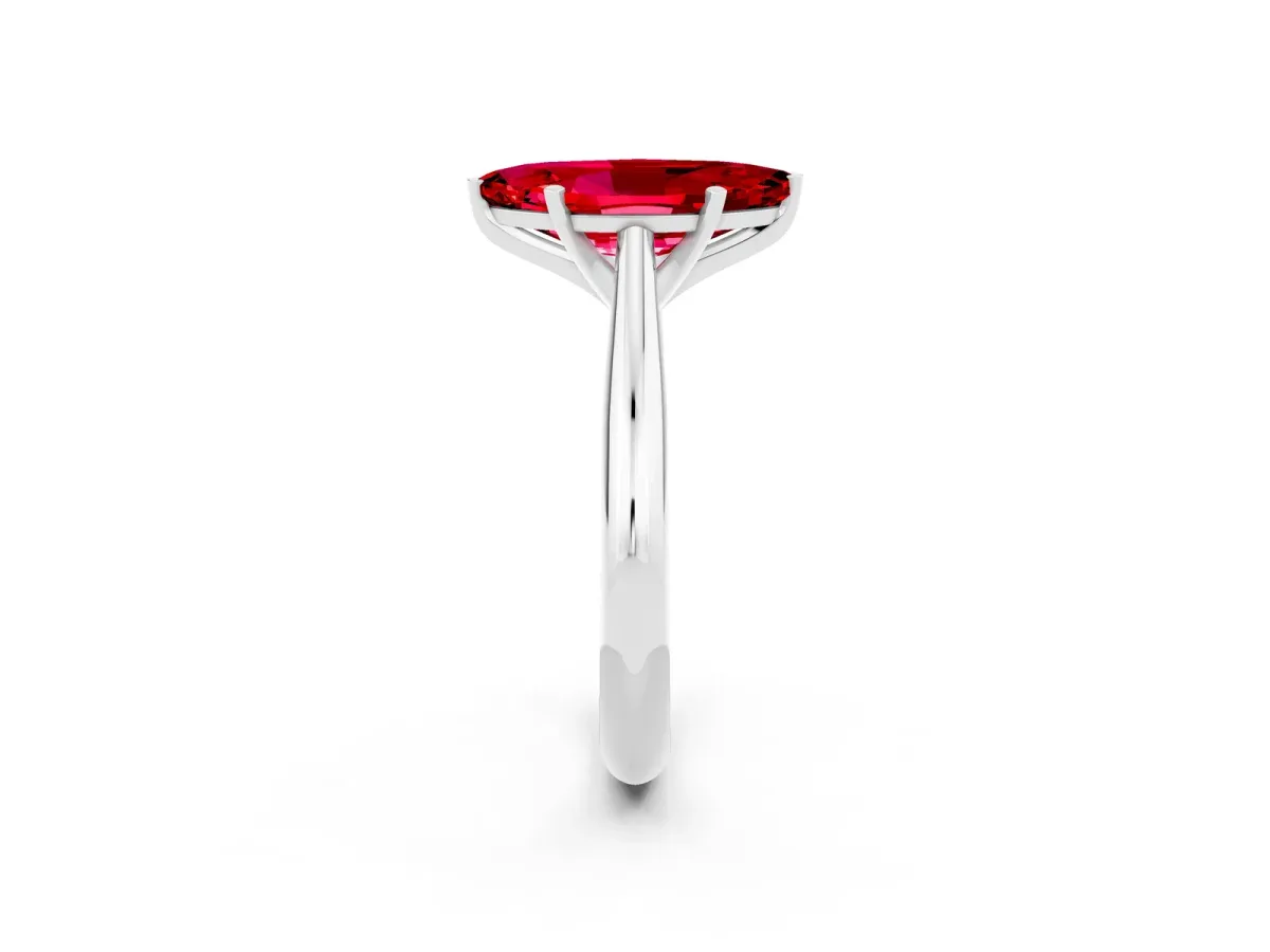 Marquise Cut Ruby Solitaire Engagement Ring with Cathedral Setting and Four-Prong Mount White gold