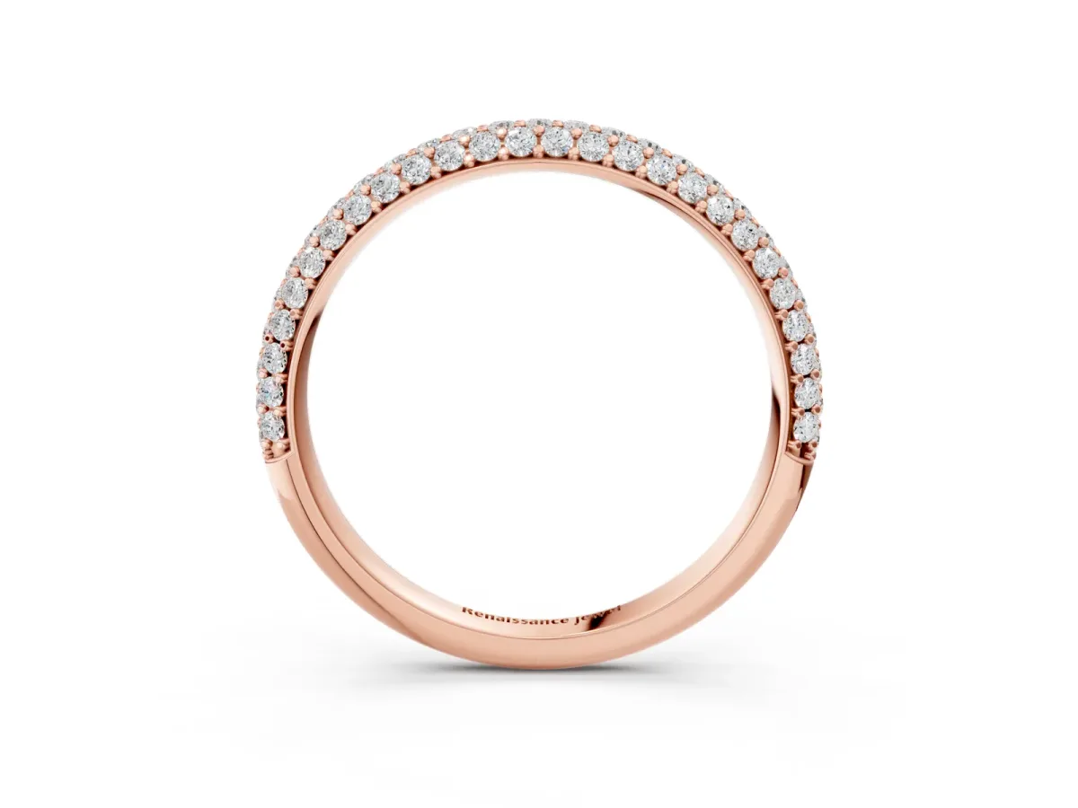 Round Diamond Pavé Eternity Band with Shared Prong Setting Rose gold