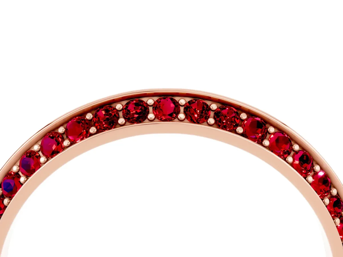Double Row Pavé Round Ruby Eternity Band with Channel Setting Rose gold