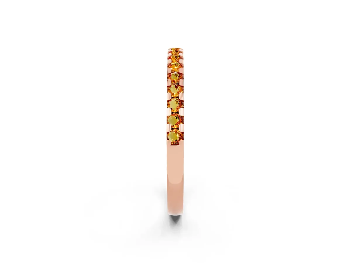Round Citrine Pavé Set Eternity Band with Micro Prong Setting Rose gold