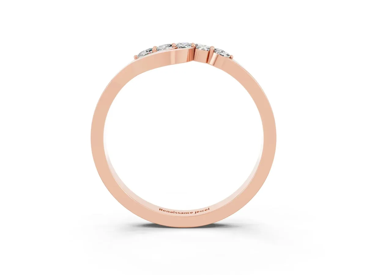 Five-Stone Round Moissanite Crossover Band with Prong Setting Rose gold