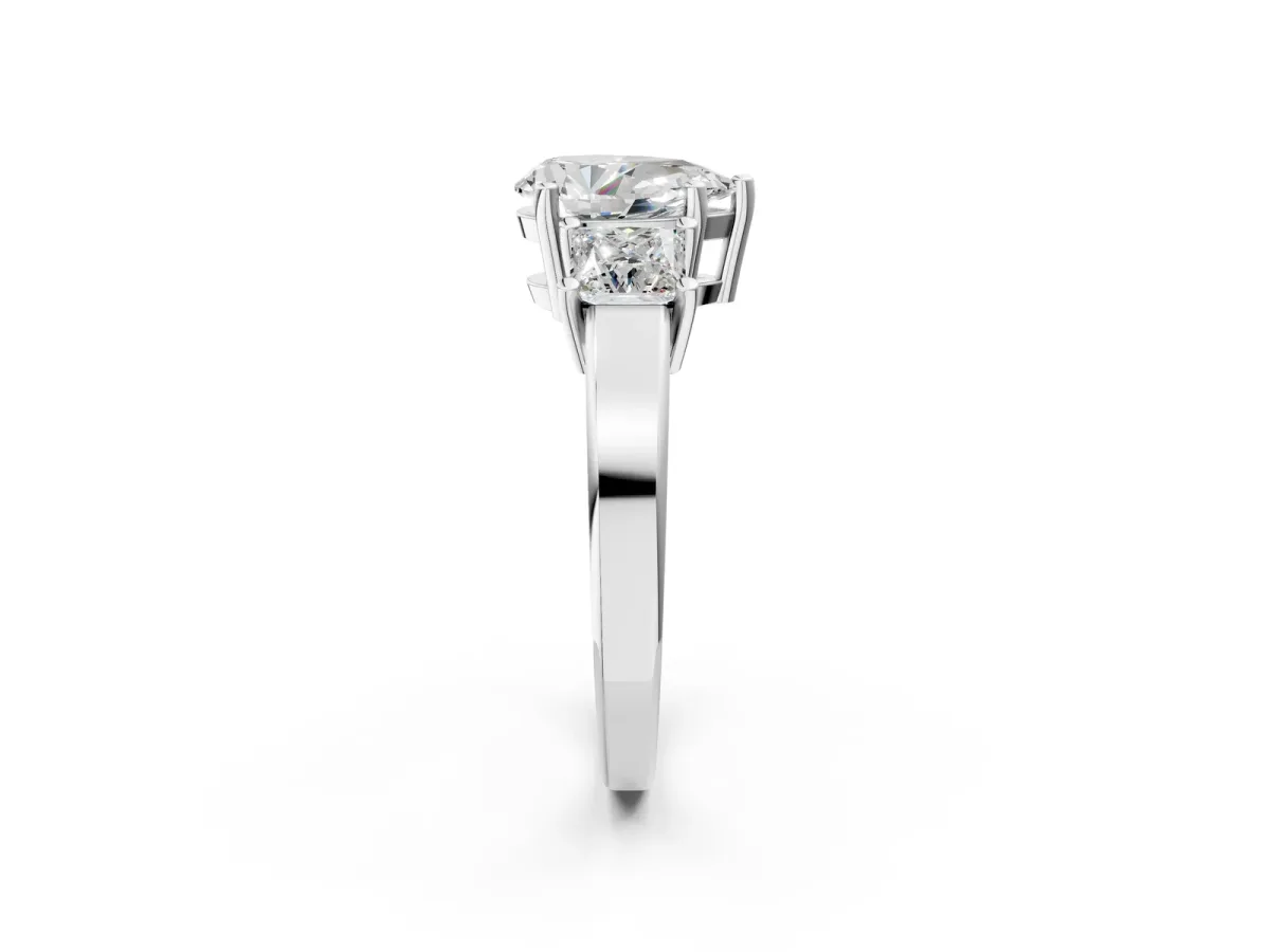 Three-Stone Pear Cut Cut Solitaire Ring with Prong Setting White gold