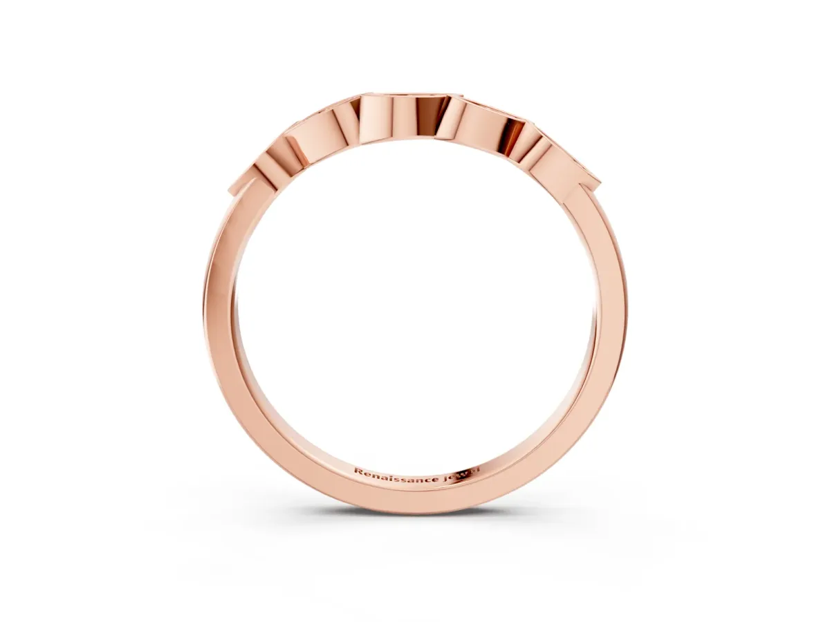 Marquise Diamond Leaf Eternity Band with Bezel Setting Rose gold