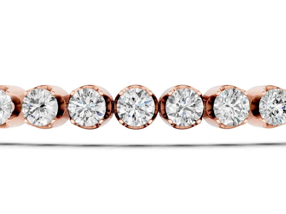 Round Diamond Bezel-Set Tennis Bracelet Rose gold