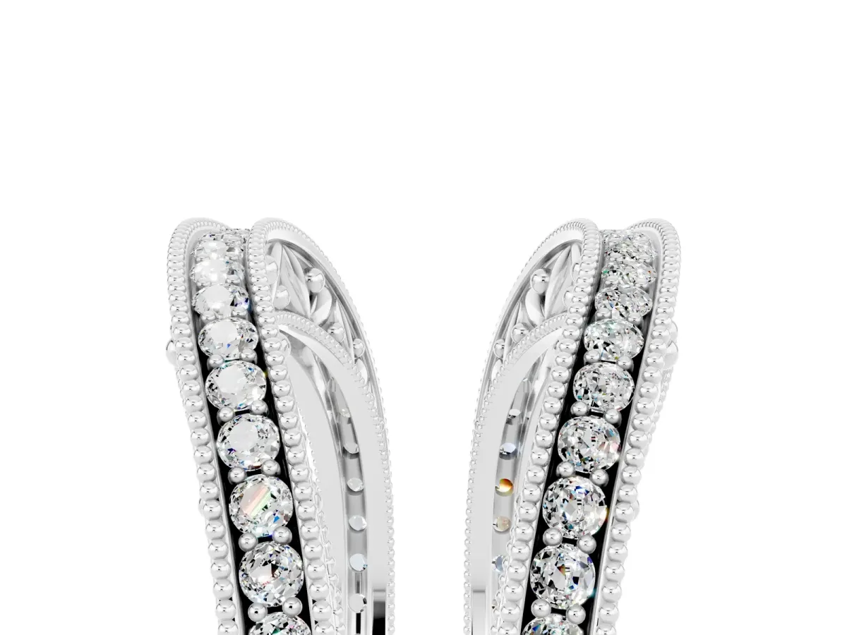 Round Moissanite Milgrain Eternity Band with Channel Setting Silver
