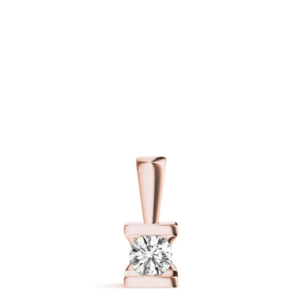 Round Solitaire Bezel-Set Diamond Pendant Rose gold