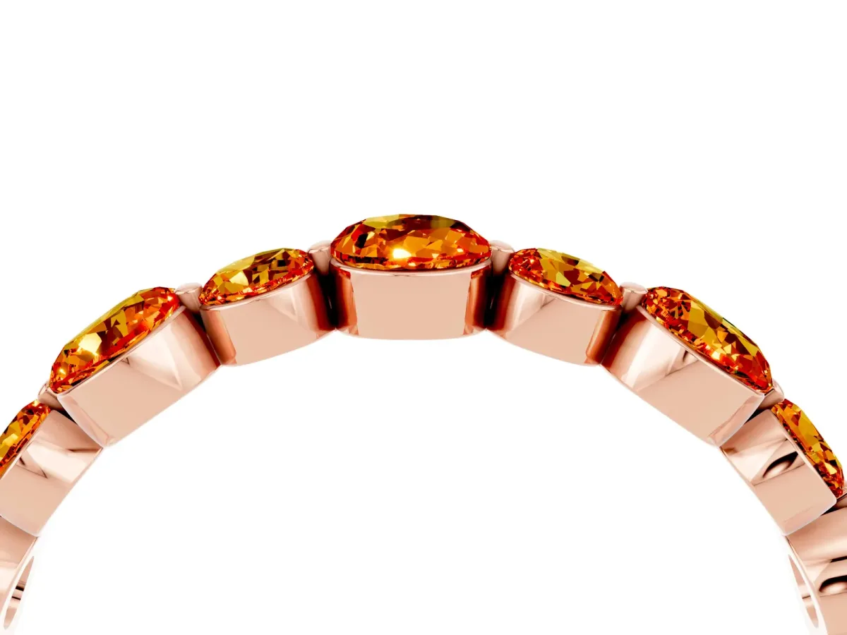 Round Citrine Scalloped Prong Set Eternity Band Rose gold
