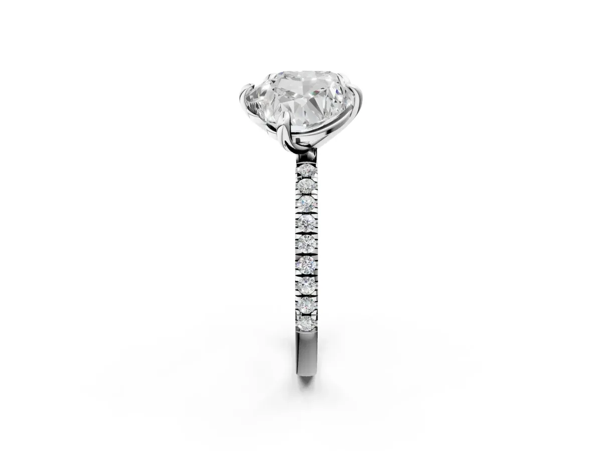 Cushion and Heart Toi Moi Ring with Prong Setting and Micro Pave Band Silver