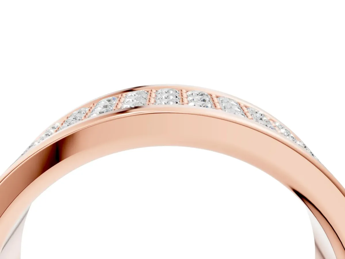 Round Diamond Multi-Row Pavé Mens Band Rose gold