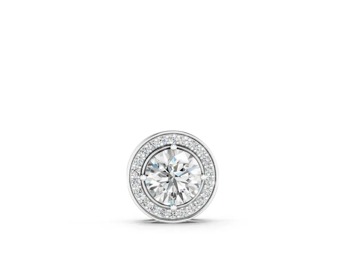 Halo Round Diamond Four-Prong Pendant Silver