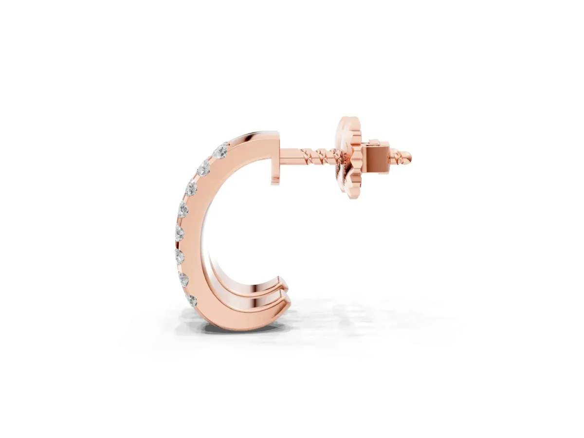 Pavé Round Diamond Hoop Earrings with Four-Prong Setting Rose gold