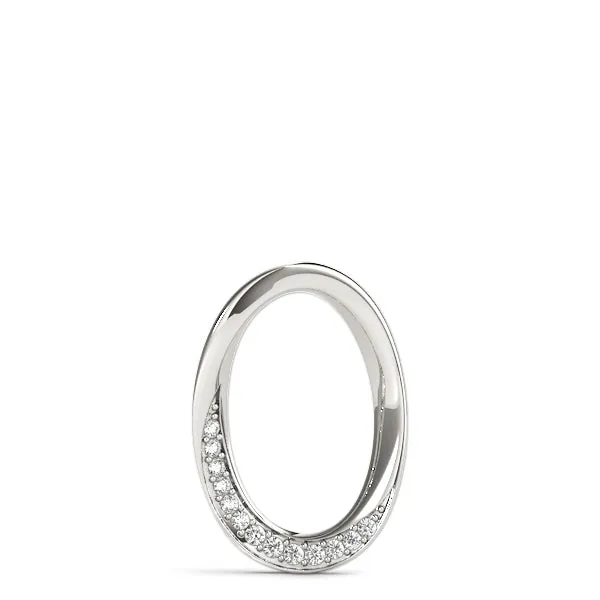 Pavé Oval Twist Pendant with Round Diamonds and Prong Setting Silver
