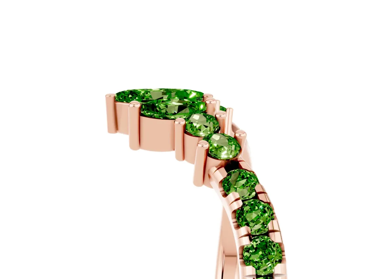 Chevron Marquise and Round Peridot Open Band with Prong Setting Rose gold