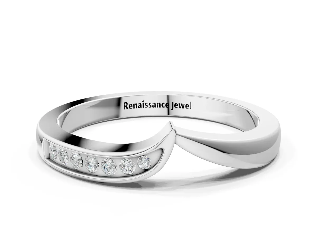 Channel Set Round Diamond Contour Band Silver