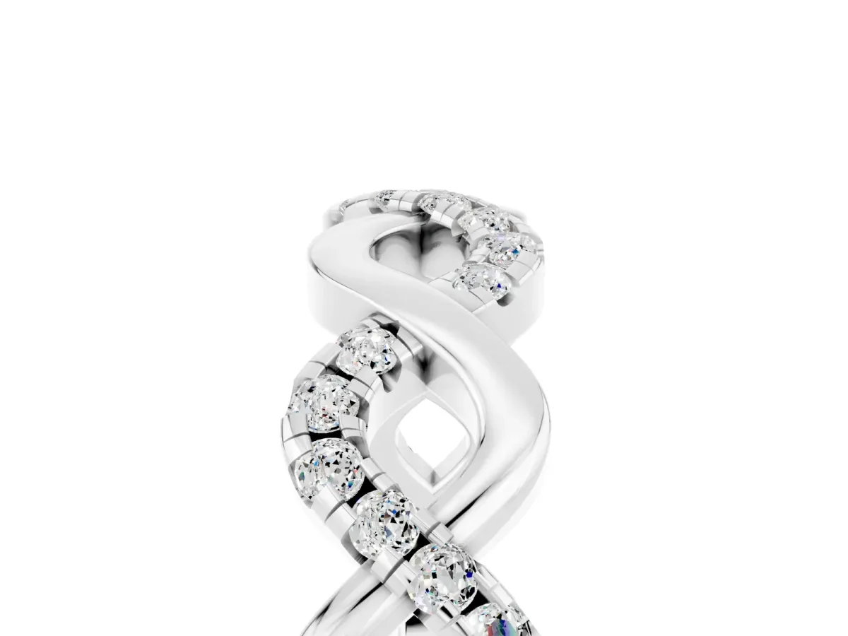Twist Infinity Round Moissanite Band with Pavé Setting Platinum