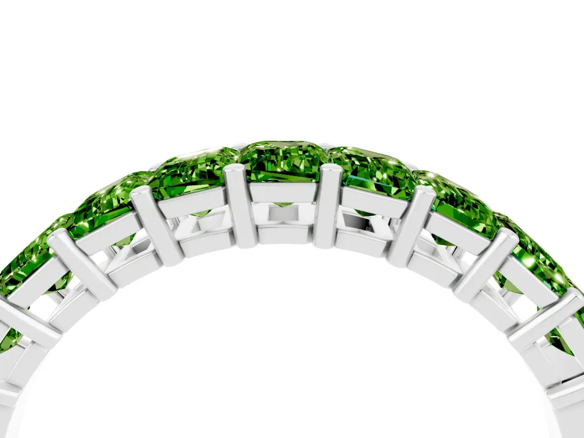 Emerald Cut Peridot Prong-Set Eternity Band Silver