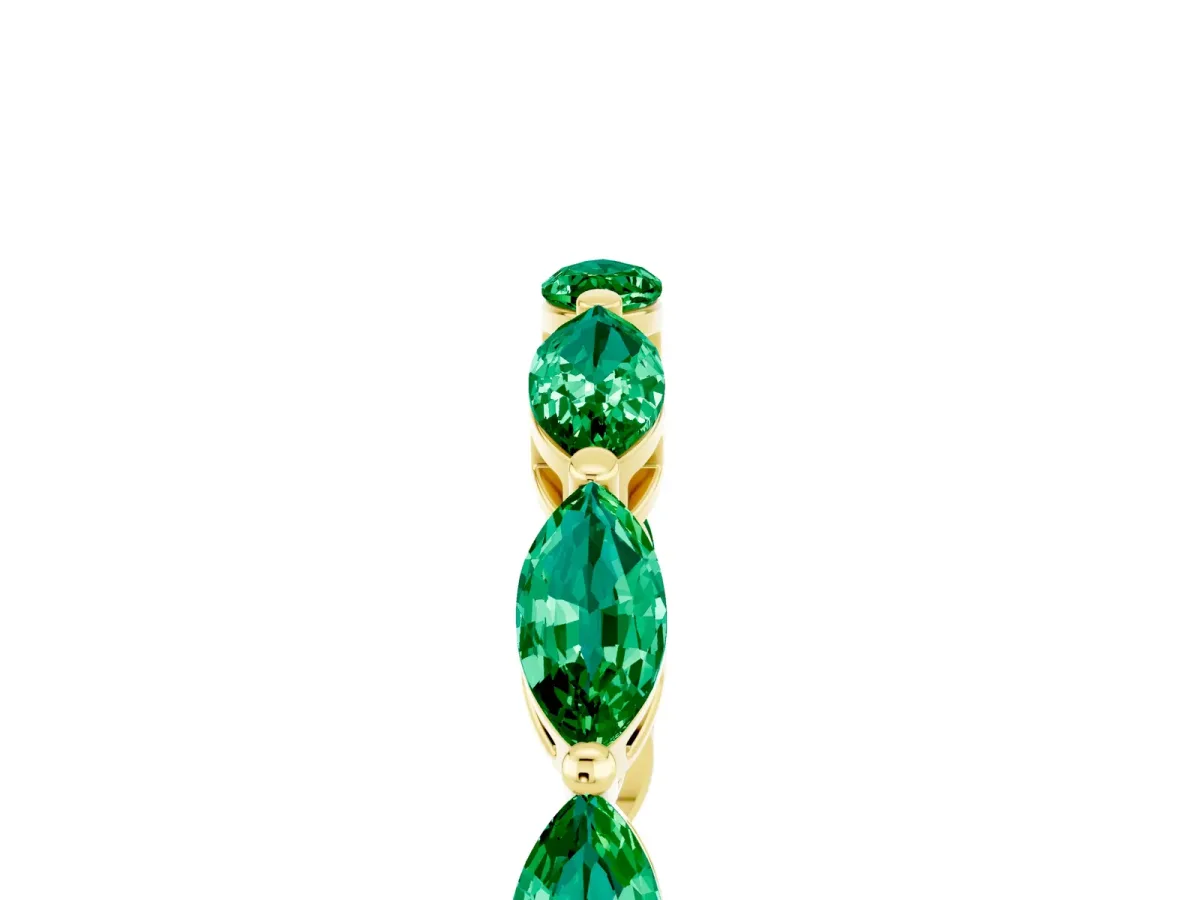 Marquise Emerald Eternity Band with U-Prong Setting Yellow gold