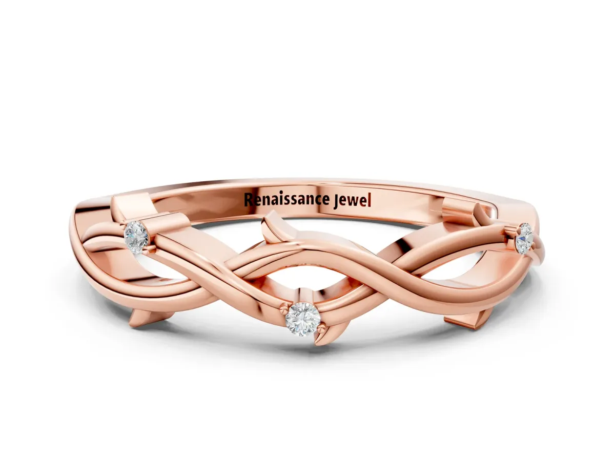 Prong Set Round Diamond Twist Band Rose gold