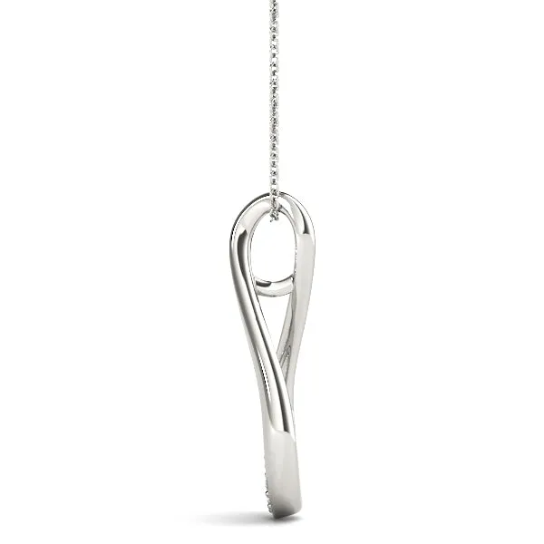 Pavé Round Diamond Teardrop Pendant Silver