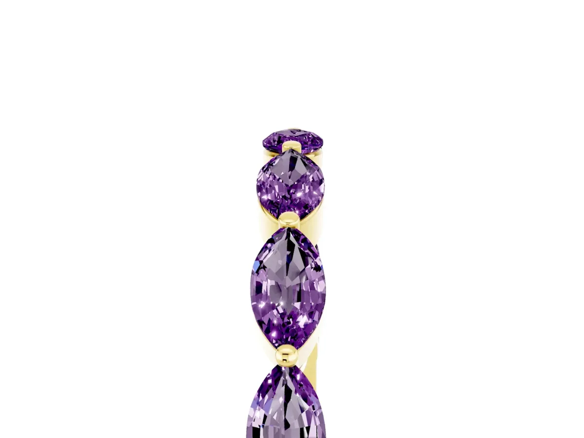 Marquise Amethyst Half Eternity Band with Prong Setting Yellow gold