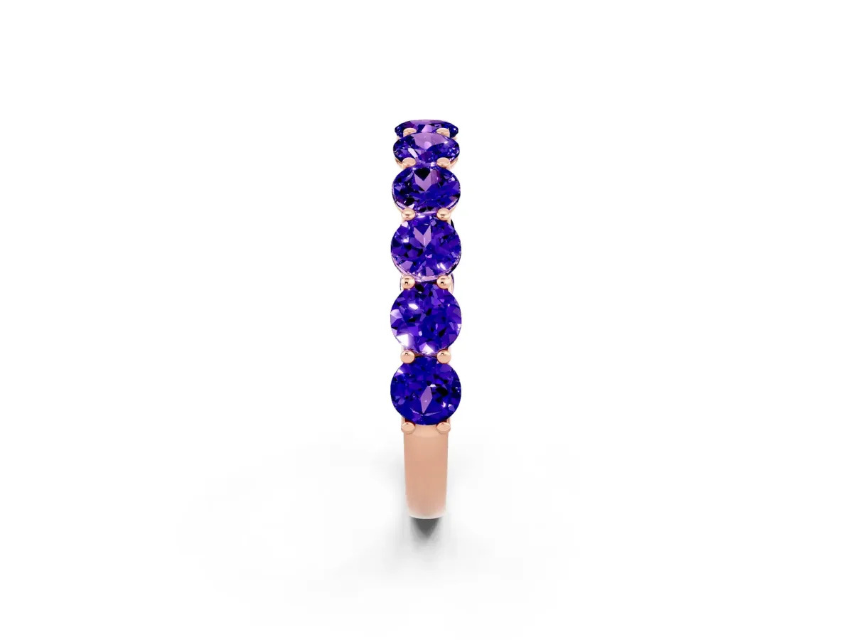 Round Tanzanite Shared Prong Eternity Band Rose gold