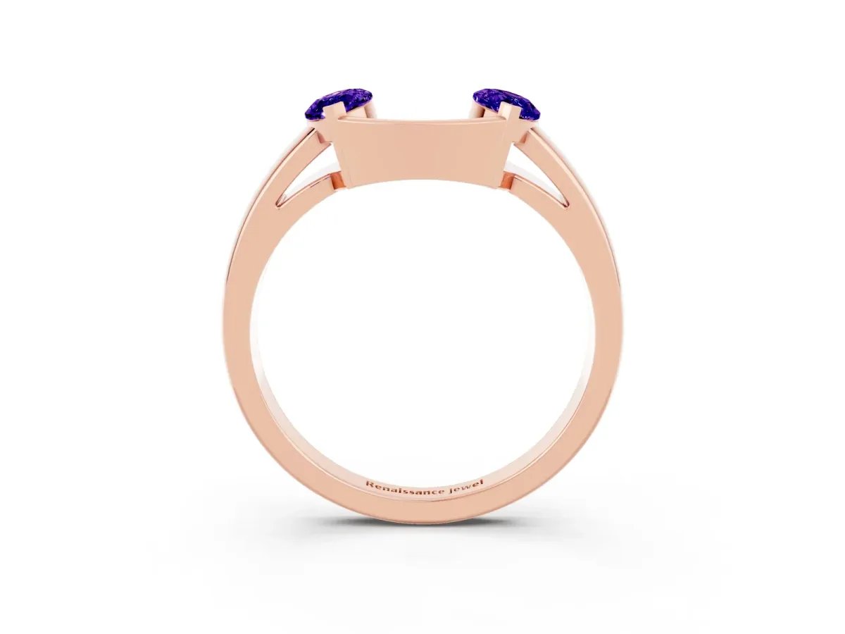 Marquise Tanzanite Open Band Ring with Tension Setting Rose gold