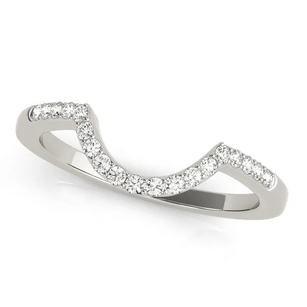 Pavé Round Diamond Contour Band with Prong Setting White gold