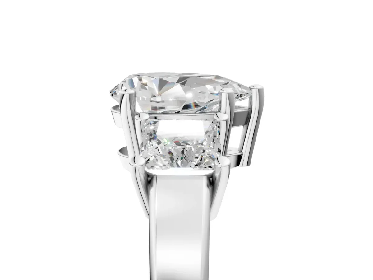 Three-Stone Pear Cut Cut Solitaire Ring with Prong Setting White gold