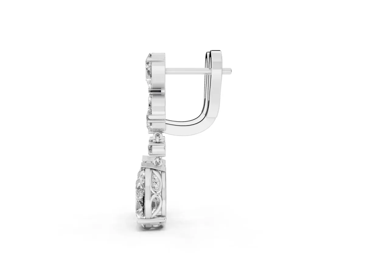 Pear, Marquise and Round Diamond Vancouver Drop Earrings Platinum