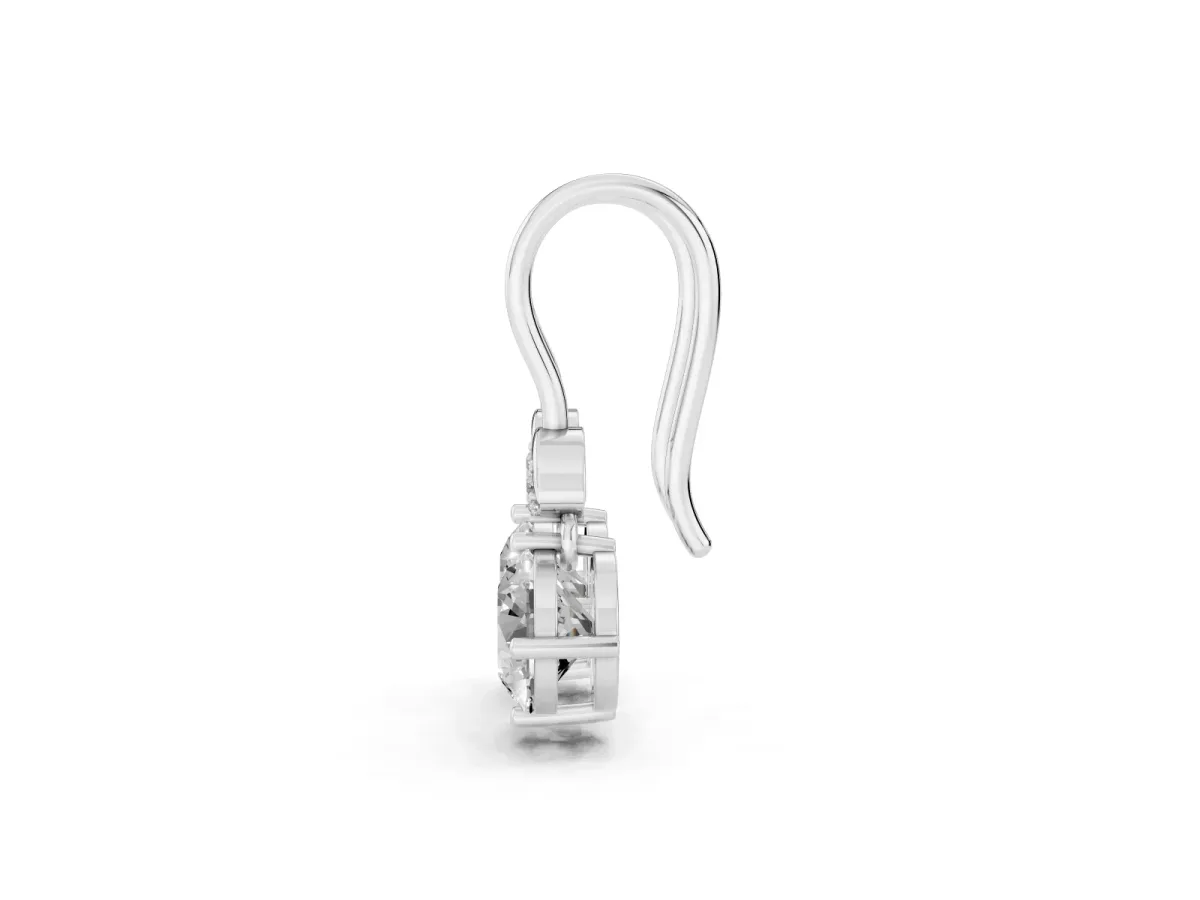 Round Diamond Water Lily Drop Earrings with Diamond Accents Silver