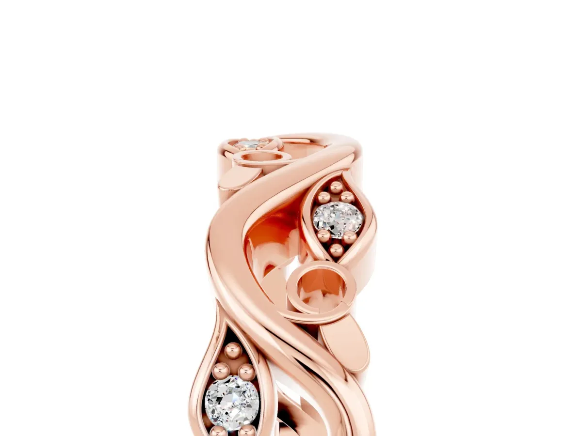Marquise Moissanite Vine Eternity Band with Bezel Setting Rose gold
