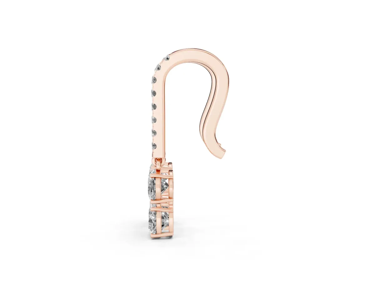 Oval Cut Diamond Multi-Shape Hook Drop Earrings Rose gold