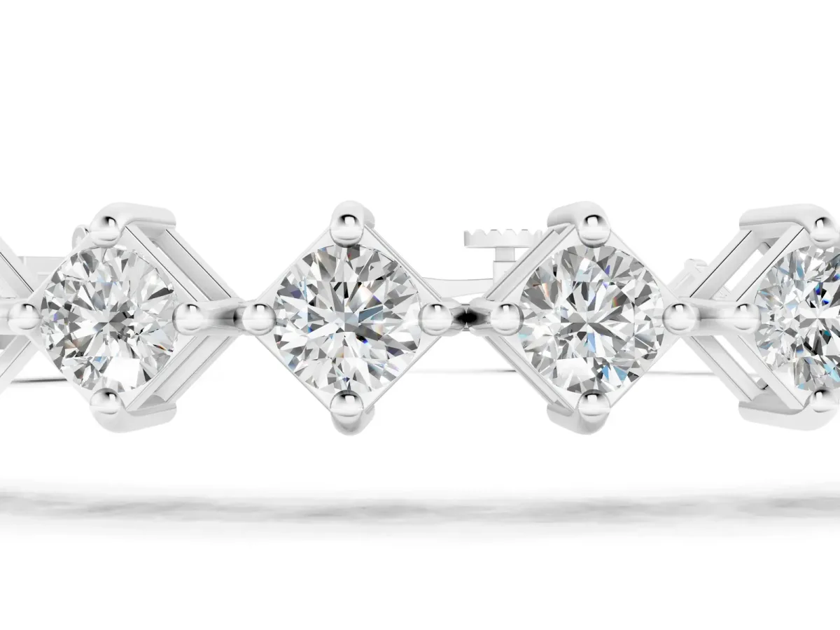 Princess Cut Diamond Tennis Bracelet with Square Prong Setting Silver