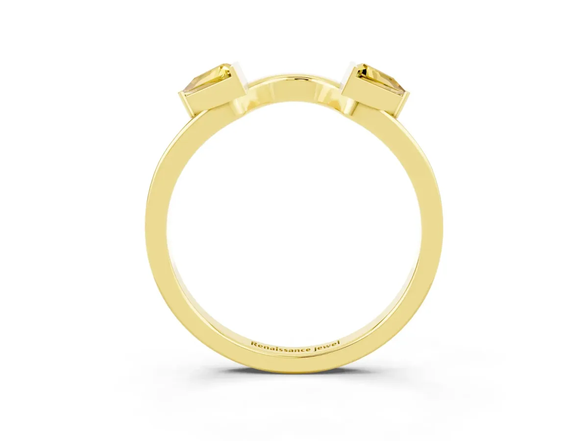 Trillion Yellow Sapphire Open Band Ring with Bezel Setting Yellow gold
