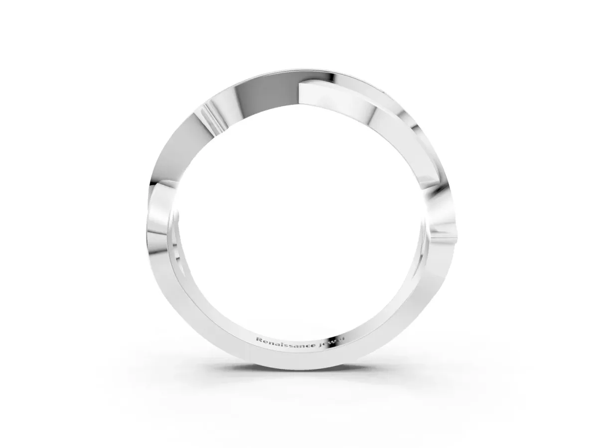 Pavé Round Diamond Twist Band with Channel Setting White gold