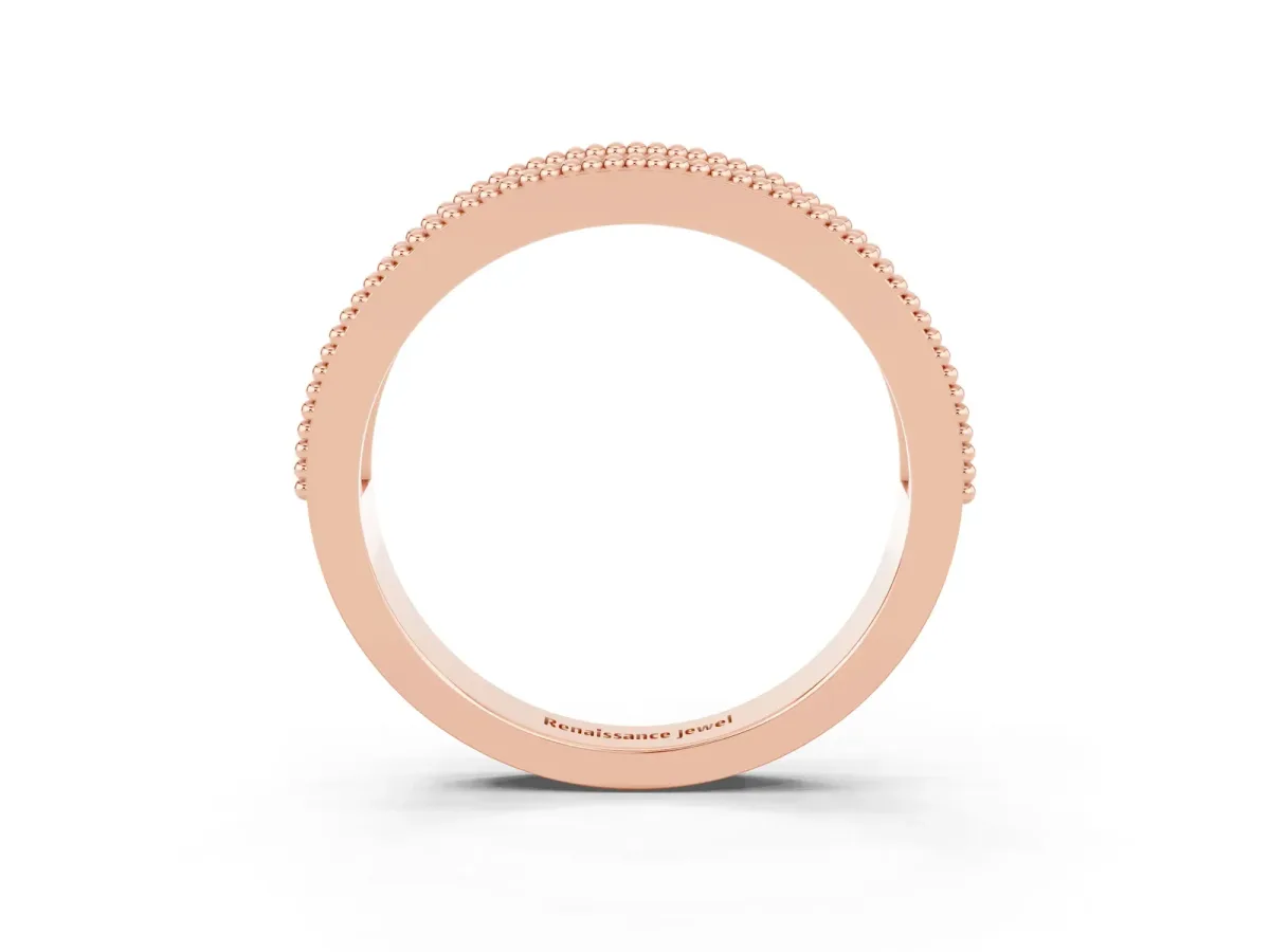 Round Green Sapphire Twist Milgrain Band with Bezel Setting Rose gold