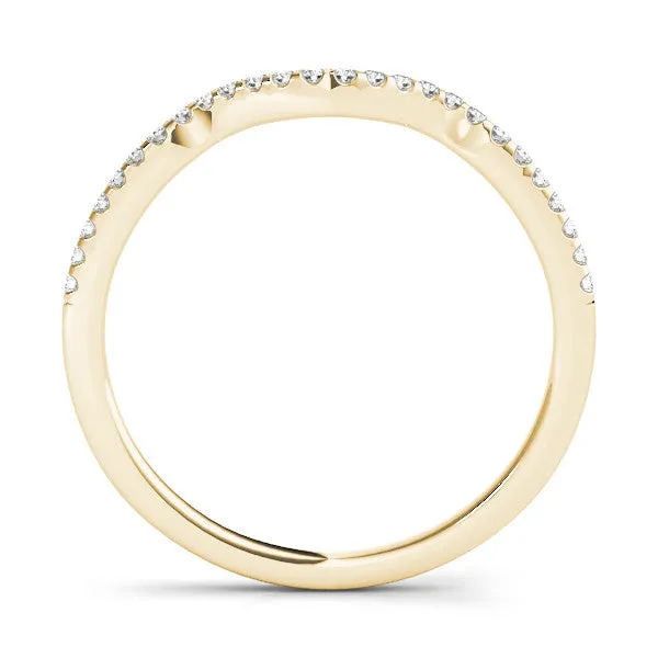 Pavé Round Diamond Curved Band with Micro Prong Setting Yellow gold