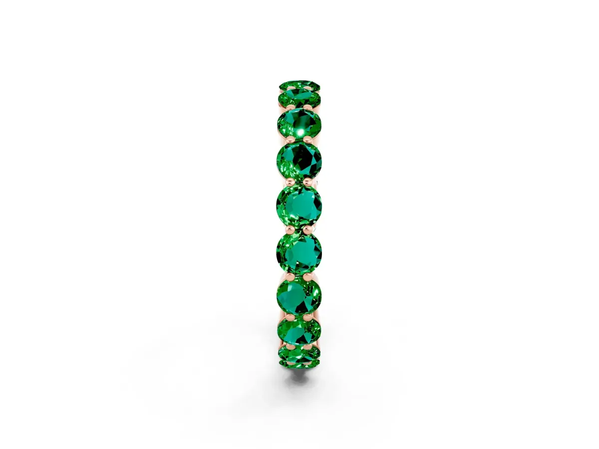 Round Emerald Eternity Band with U-Prong Setting Rose gold