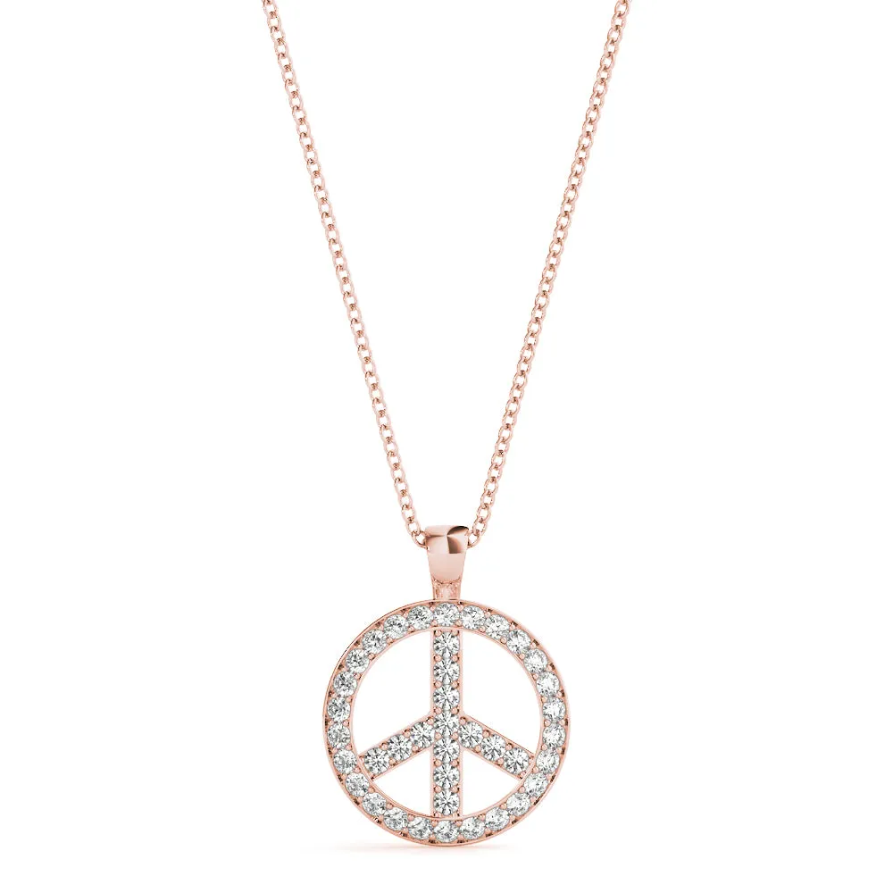 Round Brilliant Pavé-Set Diamond Peace Pendant Rose gold