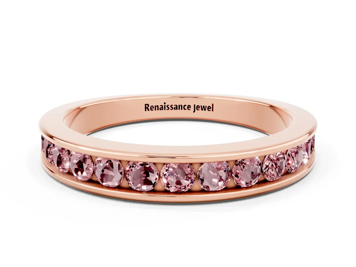 Channel Set Round Morganite Eternity Band Rose gold