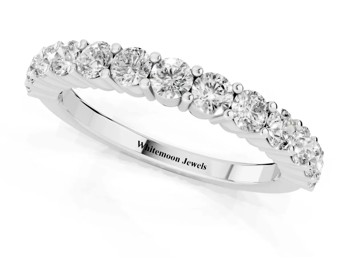 Alternating Round Diamond Promise Ring with Round Diamond Accents Silver