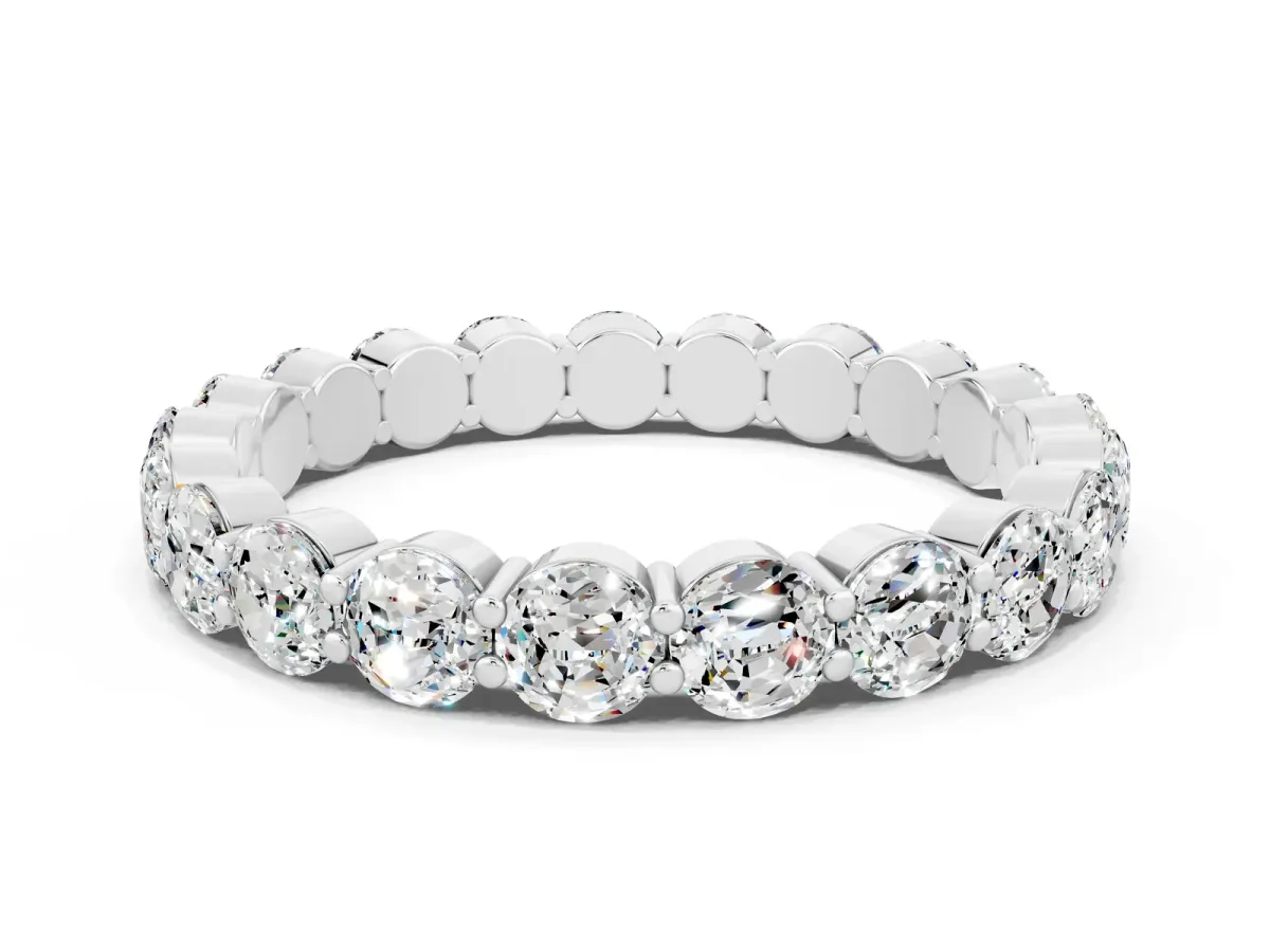 Round Moissanite Eternity Band with U-Prong Setting White gold