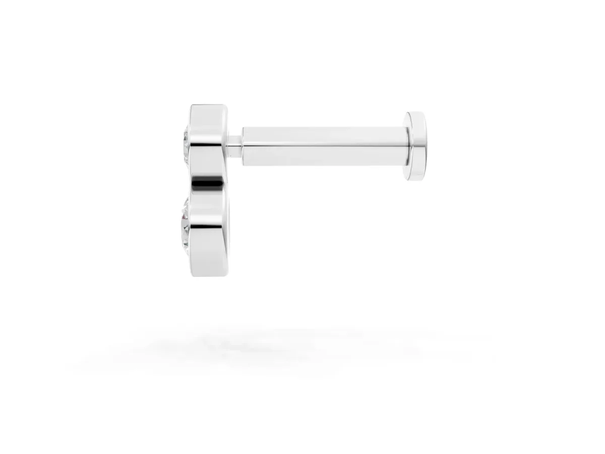 Round Diamond Duo Flatback Earring Silver