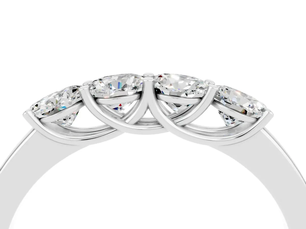 Four-Stone Round Moissanite Prong-Set Band White gold