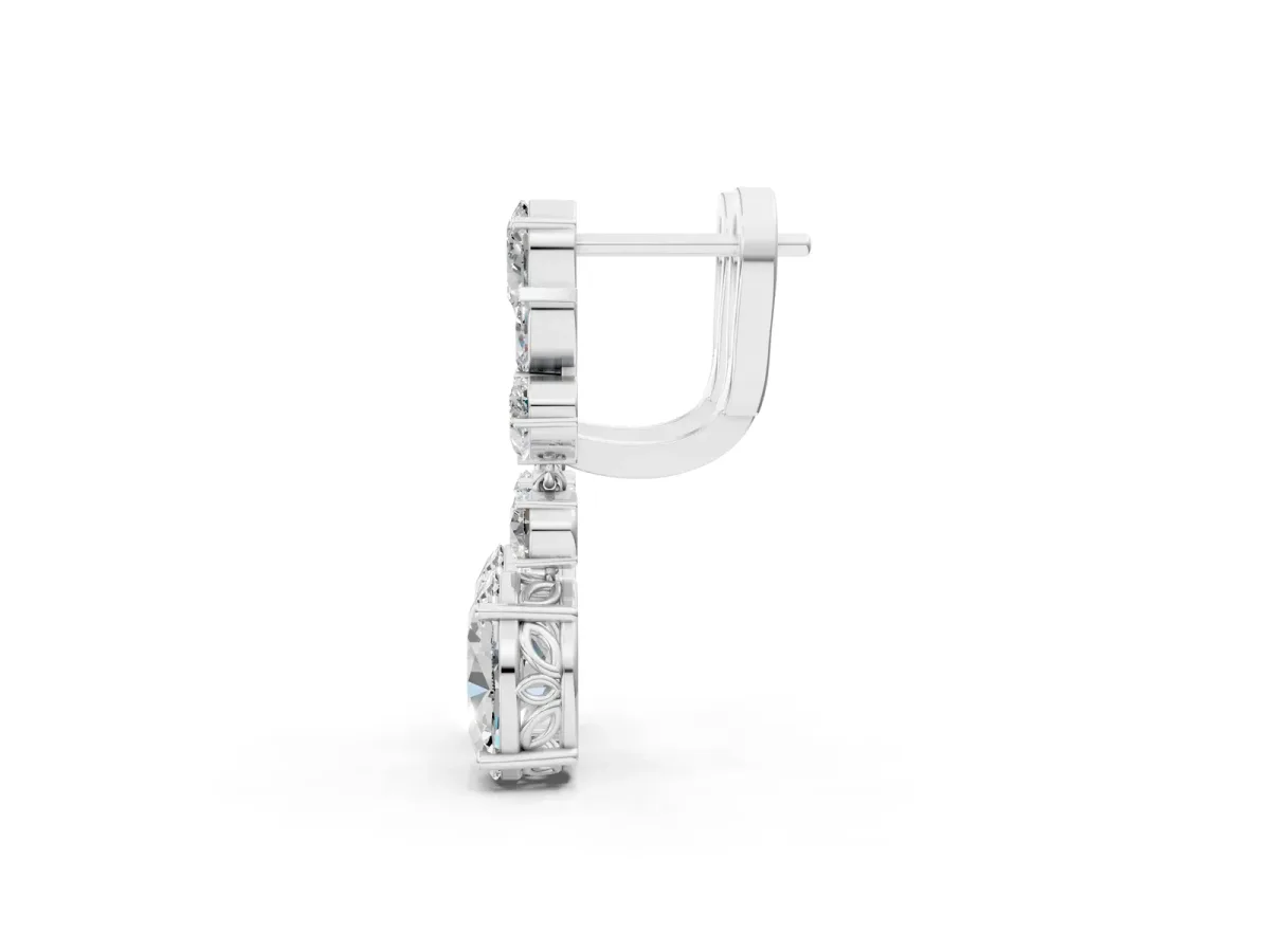 Pear, Marquise and Round Diamond Sacramento Drop Earrings Silver