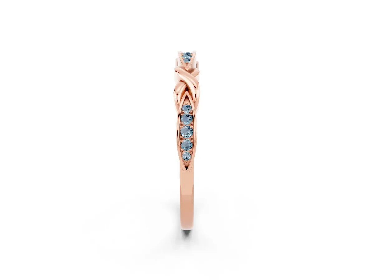 Twisted Marquise Aquamarine Pavé Band with Shared Prong Setting Rose gold
