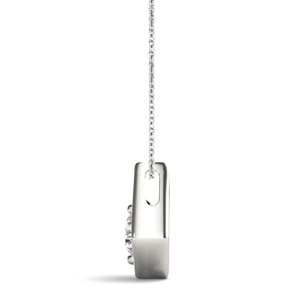 Round Diamond Rhombus Bezel Pendant White gold