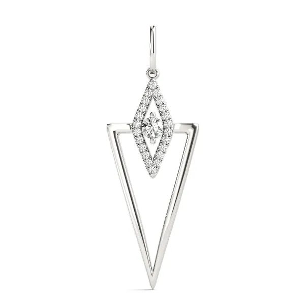 Diamond Marquise Halo Pendant with V-Prong Setting Silver