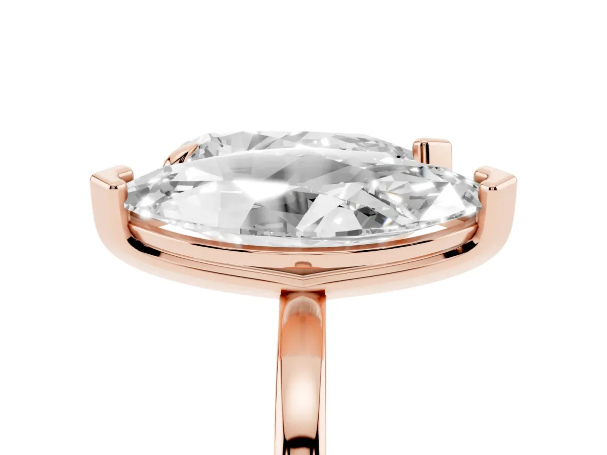 Pear and Marquise Toi Moi Ring with Prong Setting and Plain Band Rose gold