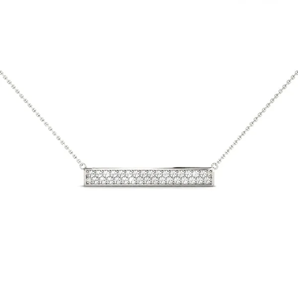Pavé Round Diamond Bar Necklace Silver